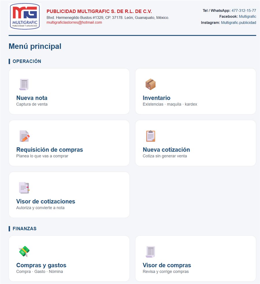 Sistema de gestión de Multigrafic en producción