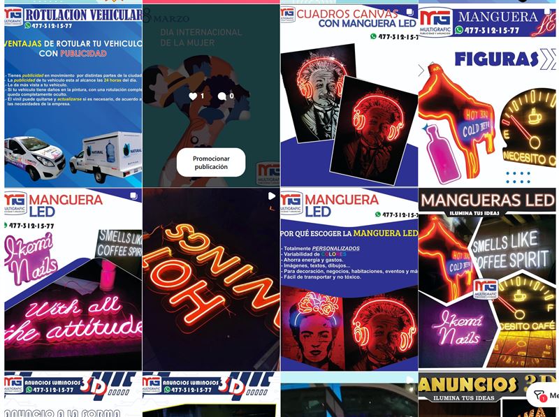 Feed de Instagram de MG Publicidad antes de la gestión de Data-LAF
