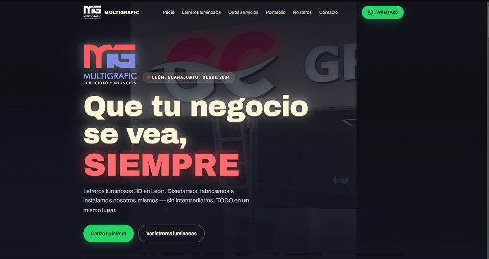 Página web de MG Publicidad, diseñada por Data-LAF